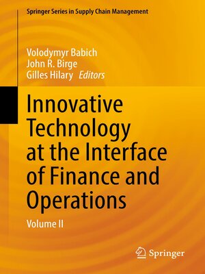 cover image of Innovative Technology at the Interface of Finance and Operations